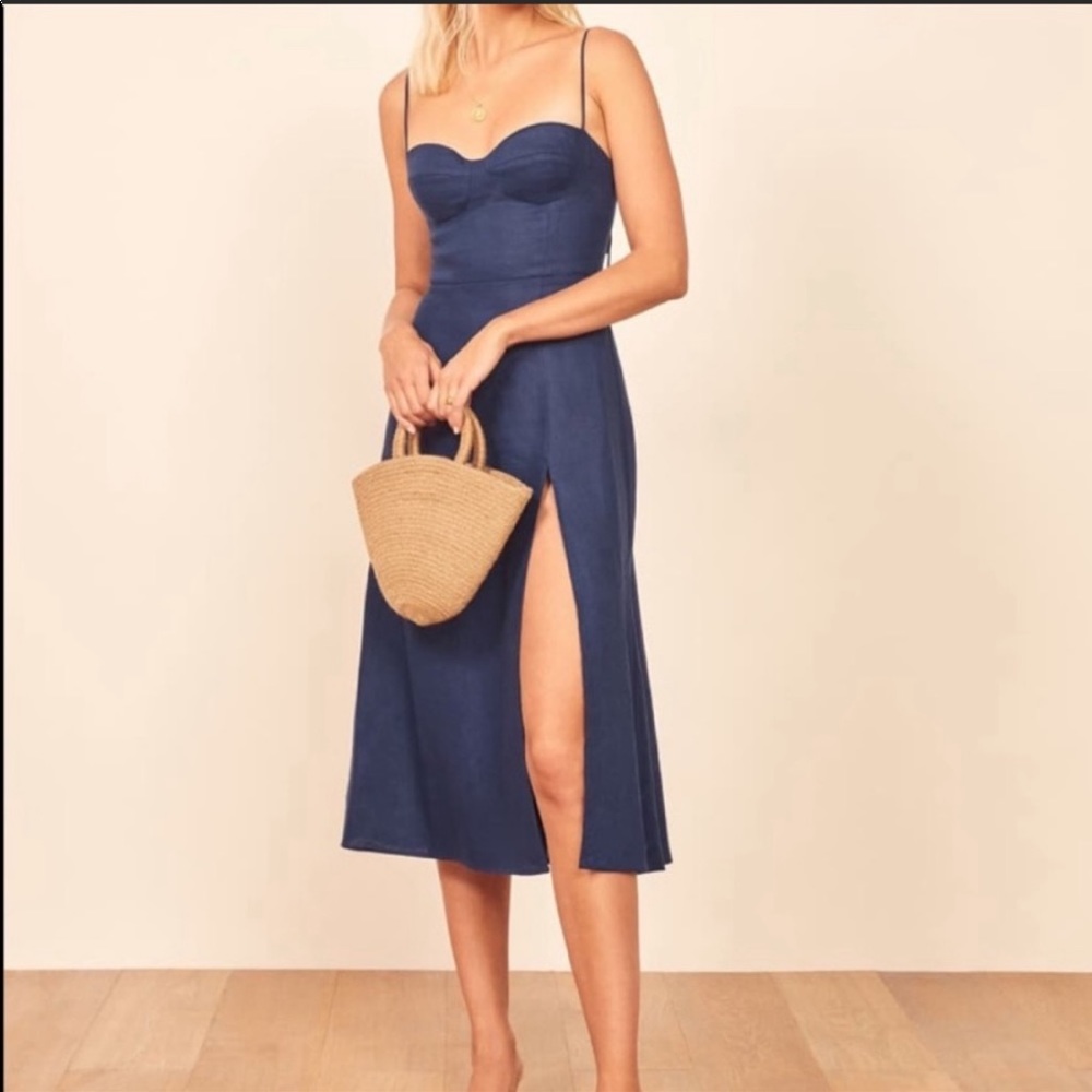 NWT Reformation Nebraska Dress, Navy, Size 4